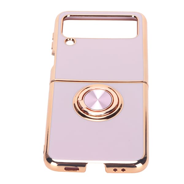 Smartphone Protective Case Car Magnetic Phone Case with 360 Degree Rotation Finger Loop Stand for Z Flip 3 Light Purple