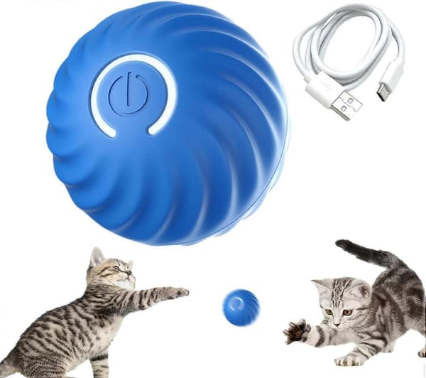 Selvrullende bold til hunde, smart selvkørende bold med 2 tilstande, lang batteritid, intelligent drillebold til katte med udskiftelig skal