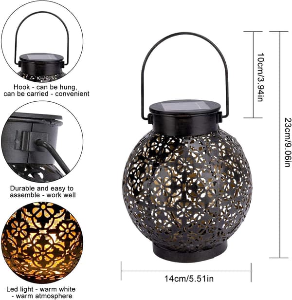 Solar Lantern LED Decorative Outdoor Waterproof IP44 Outdoor Solar Lanterns Lantern Lamp Wireless Rechargeable