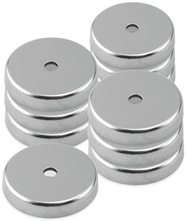 10-pack runda magnetlås med 0,5 cm mitthål, 3,6 cm diameter, 0,7 cm tjocklek, 7,3 kg, silver