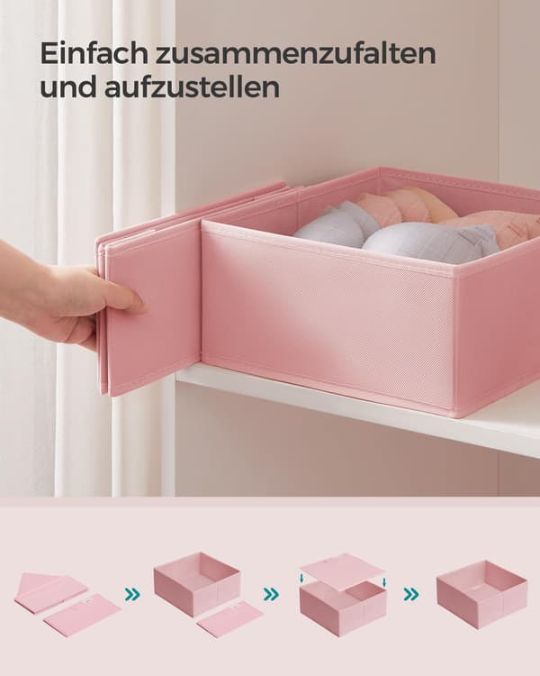 Sæt med 6 skuffeopbevaringsbokse, undertøjsorganisatorer (pink)