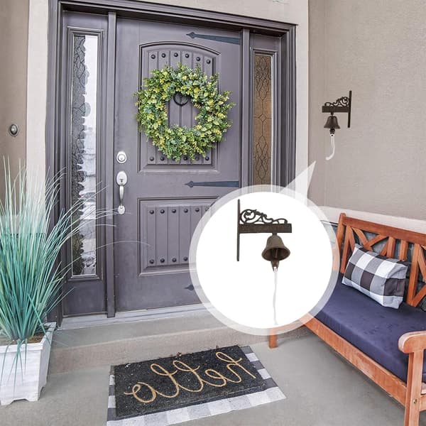 Cast Iron Rustic Style Doorbell, Wall Mounted Manual Bell for Garden, Cafe, Home Decor