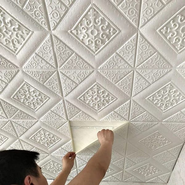 3D Wall Panel Wall Tiles 48-pack – Self-adhesive, Moisture-resistant, Shock-absorbing Foam Panel for Kitchen and Living Room