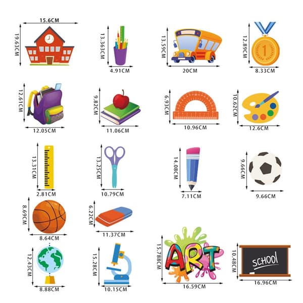 20 kpl Kouluunpaluu-kauden valokuvauskoppi-rekvisiittaa tikulla, School KLB