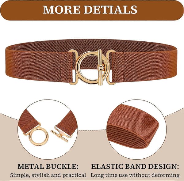 Elastisk belte for kvinner, usynlige stretchbelter for damer med flatt gullfarget spenne, smalt midjebelte for jeans, bukser, kjoler