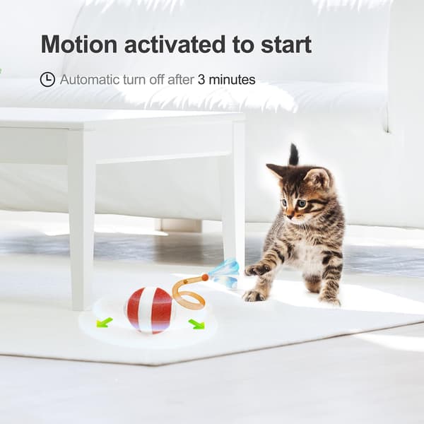 Interactive Cat Ball for Indoor Cats, Third Generation Agile and Mobile Cat Ball with Tail
