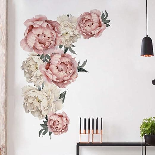 Vackra pionblommor väggdekaler Rosblommor väggdekaler D