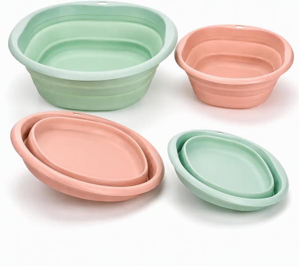 4-delat hopfällbart tvättställsset, 2,6 QT & 4,7 hopfällbart