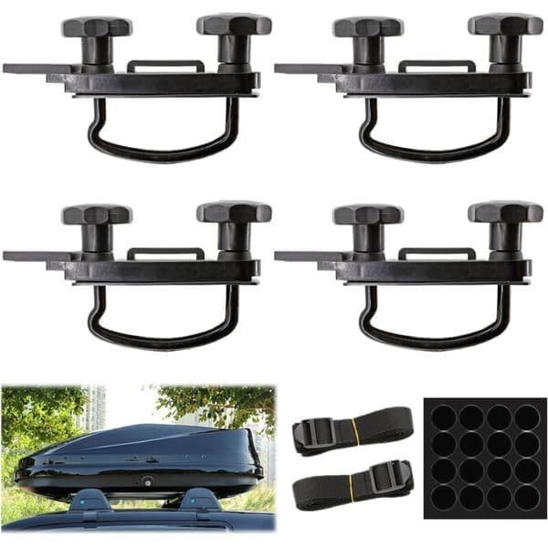 4-pack takboxmonteringsfästen U-formad väggmontering Universal takboxmonteringssats - med 8 kraftiga låsmuttrar och 2 remmar
