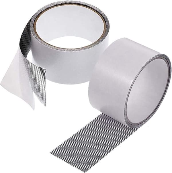 Fiberglass Window Screen Repair Kit, 2 Pieces 5x200cm Grey, Mosquito Net Tape for Doors and Windows