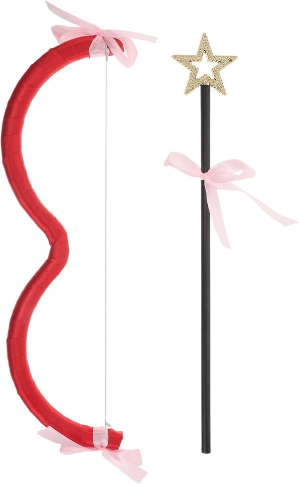 Cupid Bue og Pil Kostyme Tilbehør til Valentinsdagen, Lett Gull Mini med Hjerteformede Piler, Stoff Plast Materiale Lek