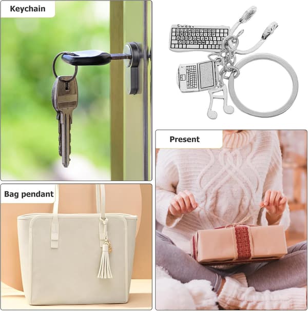 Computer Music Keychain Keyboard Mouse Charm Keyring for Engineering Graduation Gifts Style Accessories
