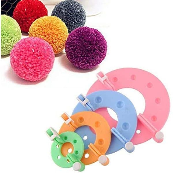 4 st 4 storlekar Fluff Ball Weaver Needle PomPom Maker Sets, DIY Pompoms Craft