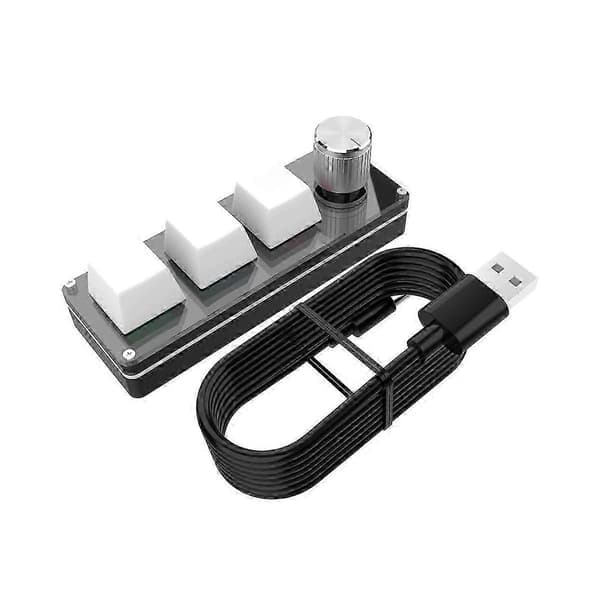 Three Keys USB Wired Mini Keyboard Knob Mechanical Keyboard Quick Office Volume Control Keyboard for