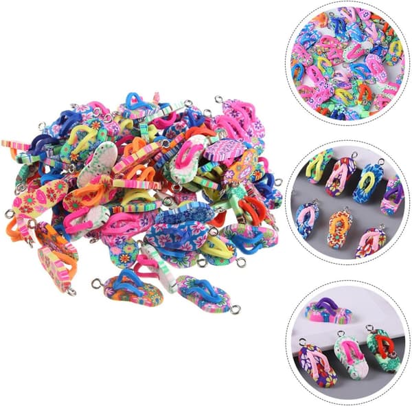 30 st polymerlera flip-flops DIY hängande dekor konst hantverk tillbehör