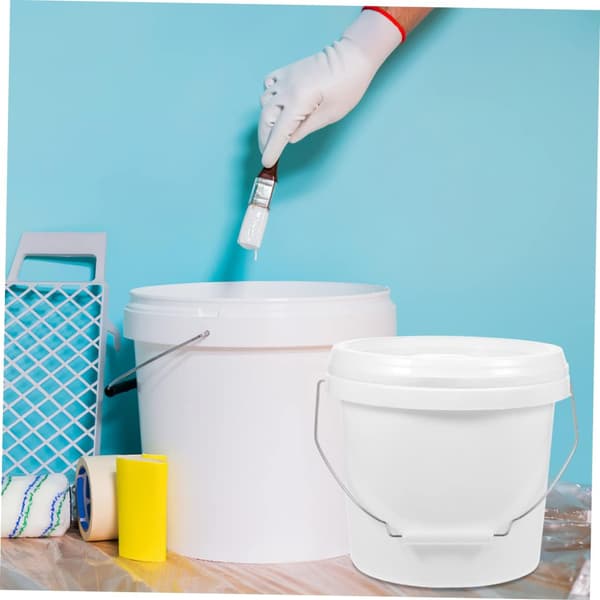 1,75 Gallon White ABS Paint Container with Lid, Multifunctional Handheld Storage Bucket