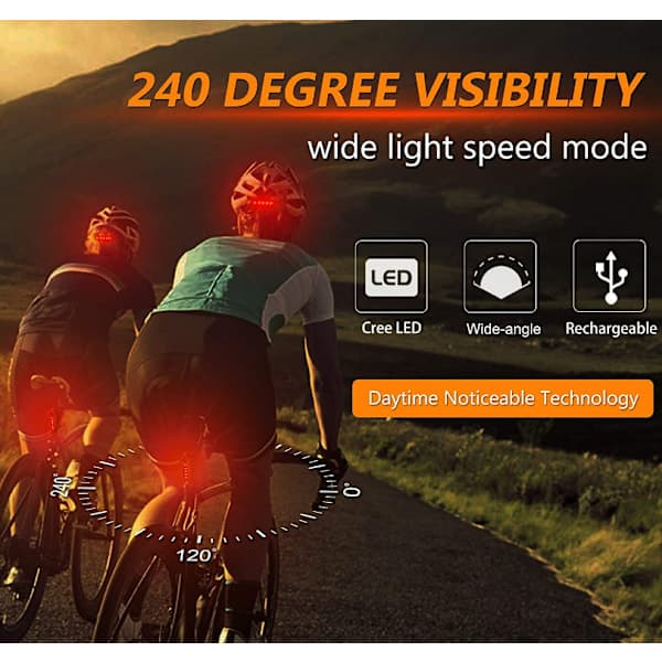 LED Cykelbaklampa, 2-pack, Superstark, USB-uppladdningsbar