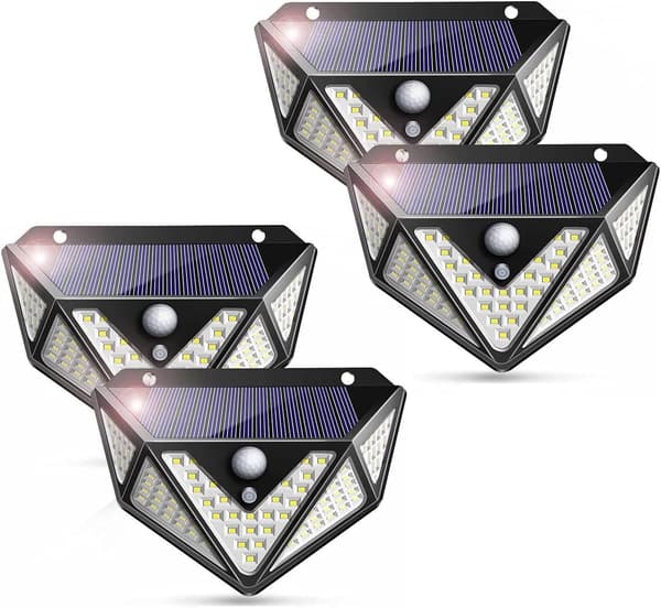 4-pakning 100 LED solcellelampe med vidvinkel 4 stk 4pc