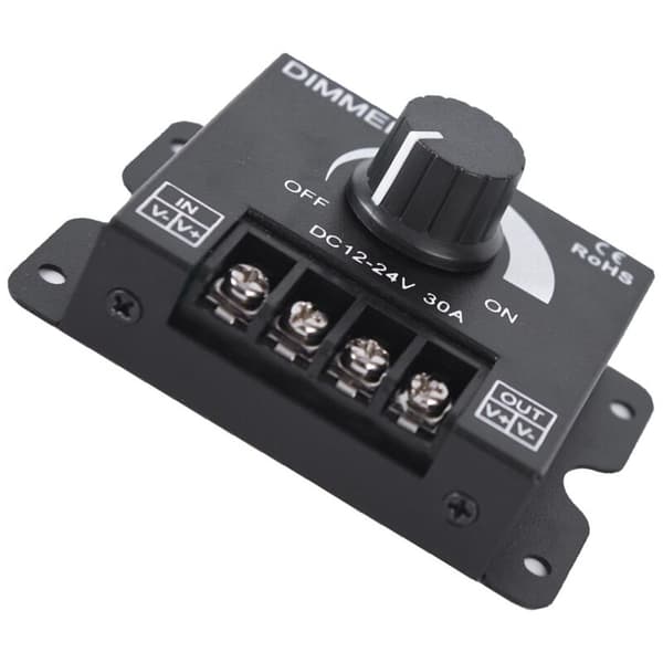 LED Myk og Hard Lysstang Dimmer Lysstyrke Justeringsknapp Bryter 12V/24V30A