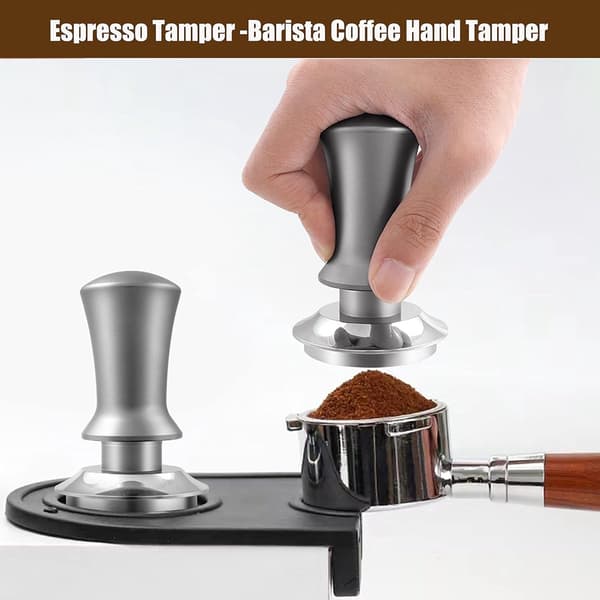 Kaffetamper, Manuell Tamper, Tamper, Med Kalibrert Fjær, 100 % Flat - Tamper i Rustfritt Stål