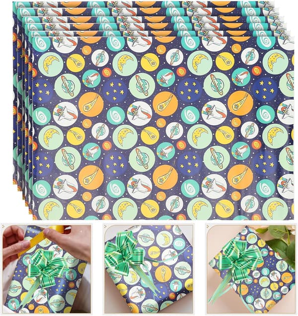 12 Sheets Cartoon Bouquet Wrapping Paper Birthday Wrapping Paper for DIY Crafts