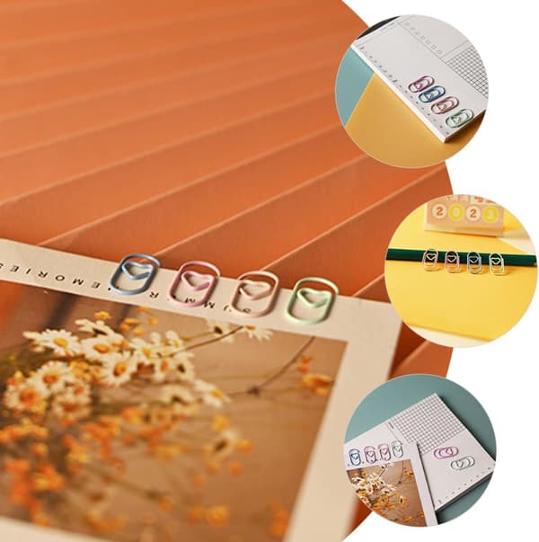 200 stk hjerteformede binders i pastellfarger, mini dekorative multifunksjonsklemmer til kontoret