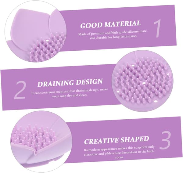 Soap Dish 2 Pcs Silicone Self-Draining Soap Holder with Suction Cups