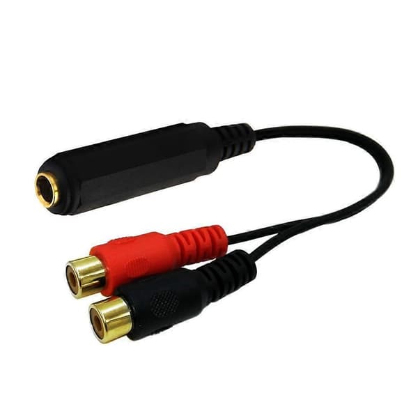 6,35 mm 1/4 tomme Stereo Hun til 2RCA Hun Y Splitter Adapter Kabel Ledning 20cm_tfrf