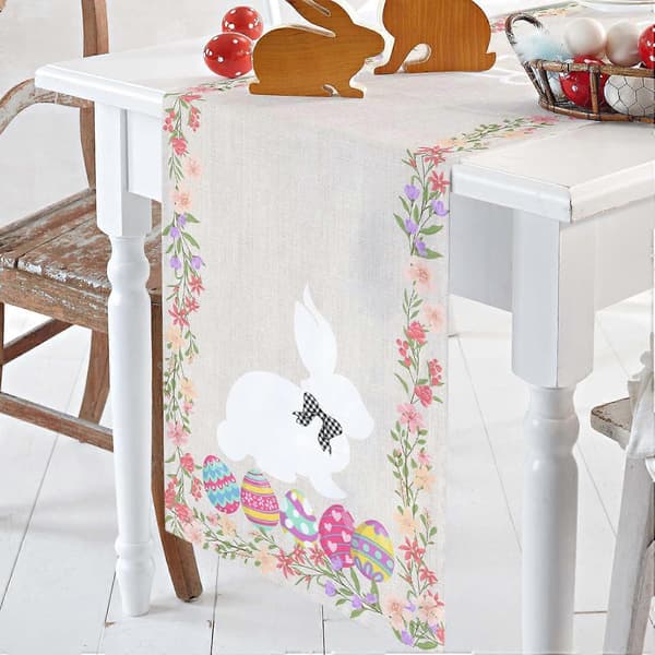 Easter Table Runners, Easter Bunny Tablecloths, Easter Home Egg Decoration - 13 x 36 inches (FMY)