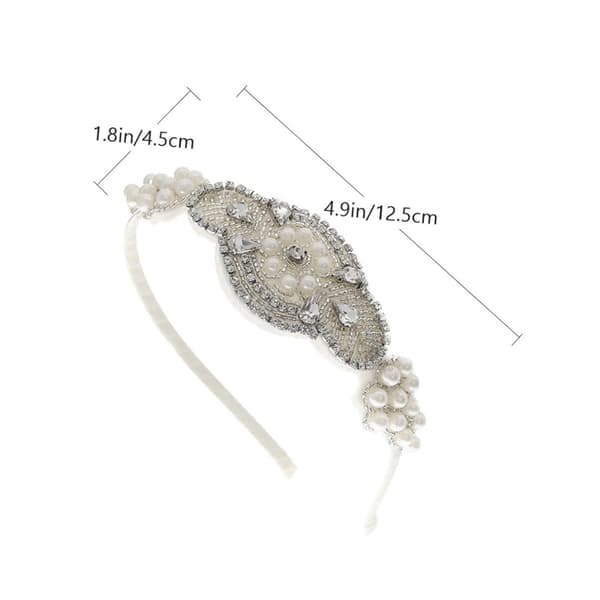 Perle Rhinestone Pannebånd Sølv Krone Brude Hodeplagg Elegant Stoff Hårbånd for Bryllup og Fotografering Tilbehør