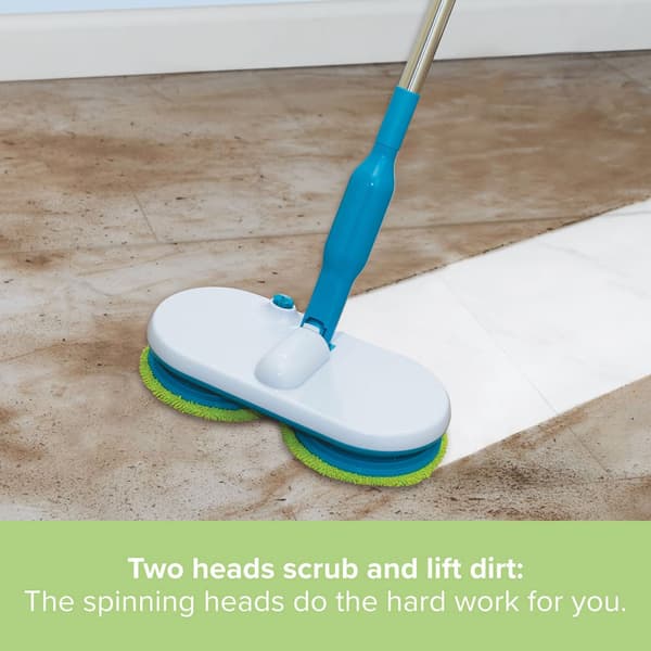 Floating Mop - Motorized Cordless and Rechargeable - Spinning Mop - Includes Microfiber and Scrubber Pads - Rotating Heads