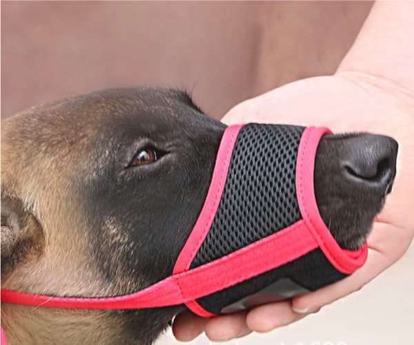 (S, Pink) Dog Muzzle Soft Adjustable Nylon Dog Muzzle, Anti-Bite
