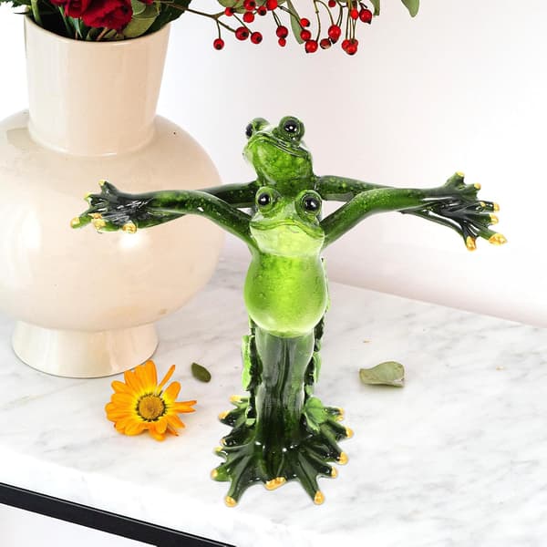 Söt 3D-simulering grodskulptur harts djurfigur grön groddekor