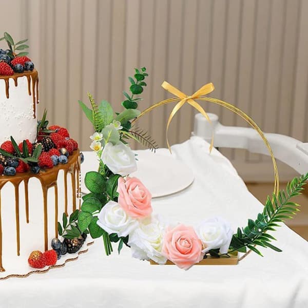 1 sett blomsterringkransstativ for bryllupsborddekorasjon håndverkssett inkluderer bånd sklisikre puter