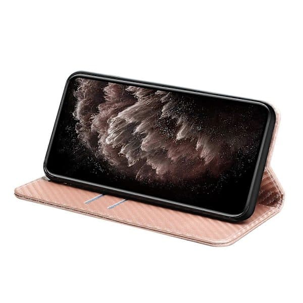 Läder Flipfodral för Samsung Galaxy A56 5G, Plånboksfodral med Magnetlås och Stativ Roséguld