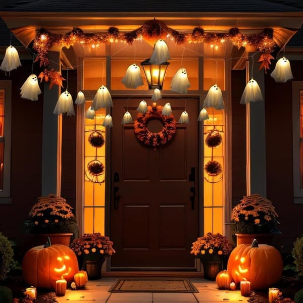 Halloween Ghost LED String Lights - 2m, 10 LED Lights, Home, Party Decoration_TF_TF