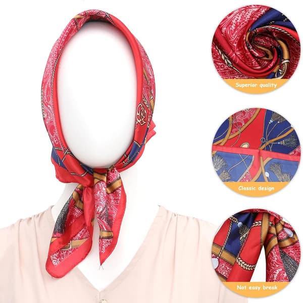 Printed Small Square Silk Scarf 2 Pcs Scarf for Women Versatile Bag