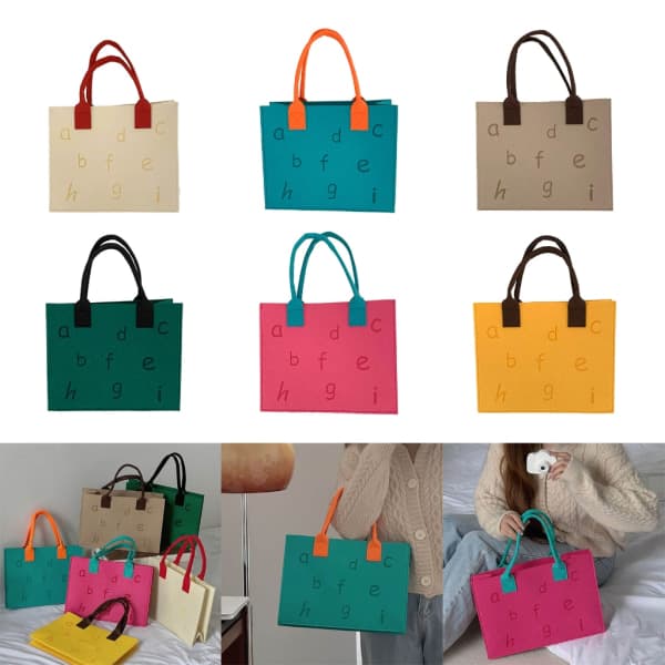 Portable Storage Bag Top Handle Bag Chic and Functional Handbag Felt Bag