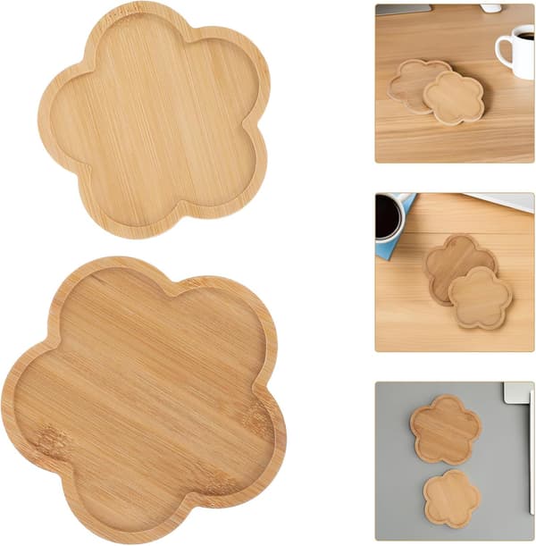 2 stk. treunderlegg med multifunksjonell design, tomme basebrett i khaki-farge