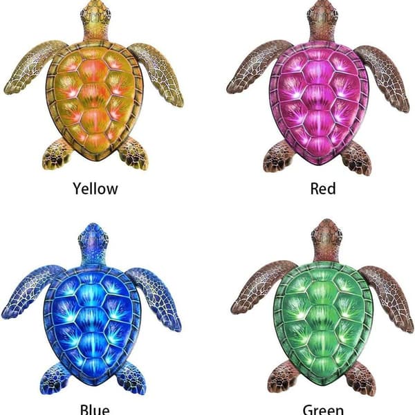 Metallic Sea Turtle Beach Outdoor Hanging Wall Decor