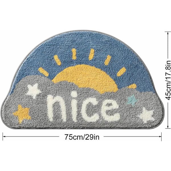 Happy Rainbow Bath Mat Semicircular Shower Room Doormat Flocking Microfiber Bath Mat Non-Slip Absorbent Foot Mat C