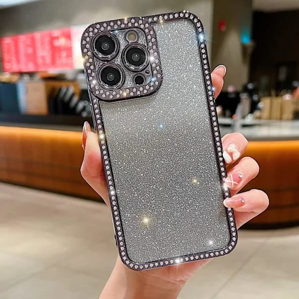 Elektropletteret Bling Glitter TPU-skal til iPhone 15 Pro Max
