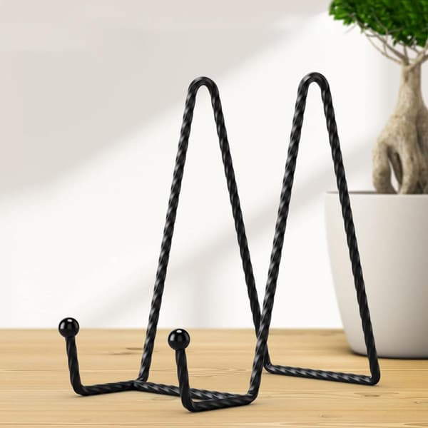 2 Pieces Display Stand Iron Plate Holder Easel Black Simple Design Craftsmanship Break Resistance Versatile