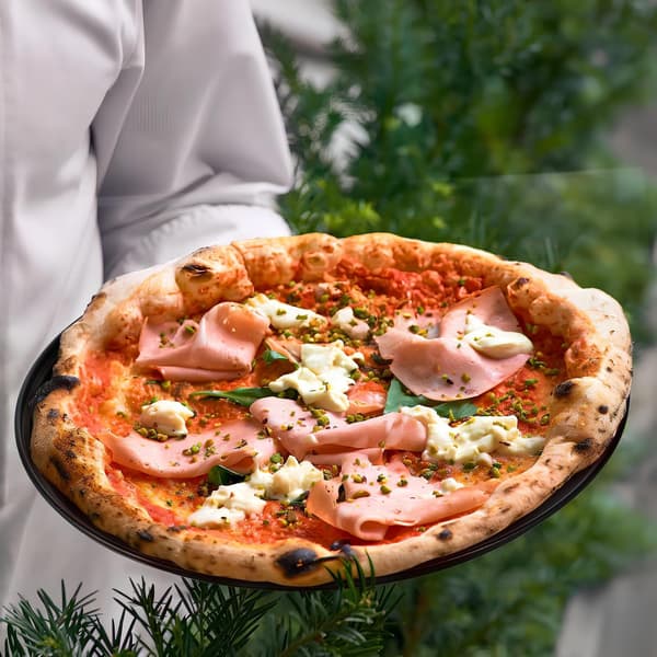 Round Pizza Pan with Vented Perforations in Carbon Steel and Easy Cleaning, Oven Baking Tray