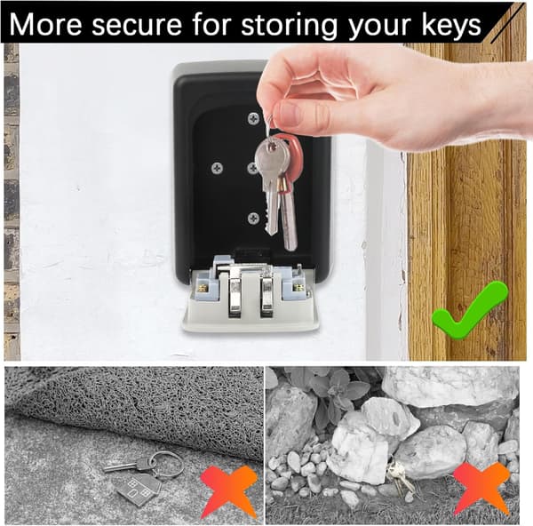 Secure Key Box, Wall Mounted Coded Key Box, Waterproof Key Box, with 4-Digit Code, for Home, School, Garage, Factory, Office