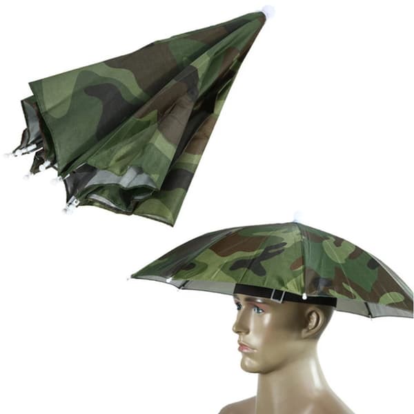 Parasol, fiskeparasol, pandebånd camouflage sølv