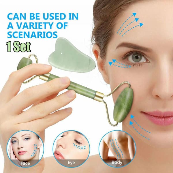 Jade Roller Massager slankende massageværktøj Gua Sha Board