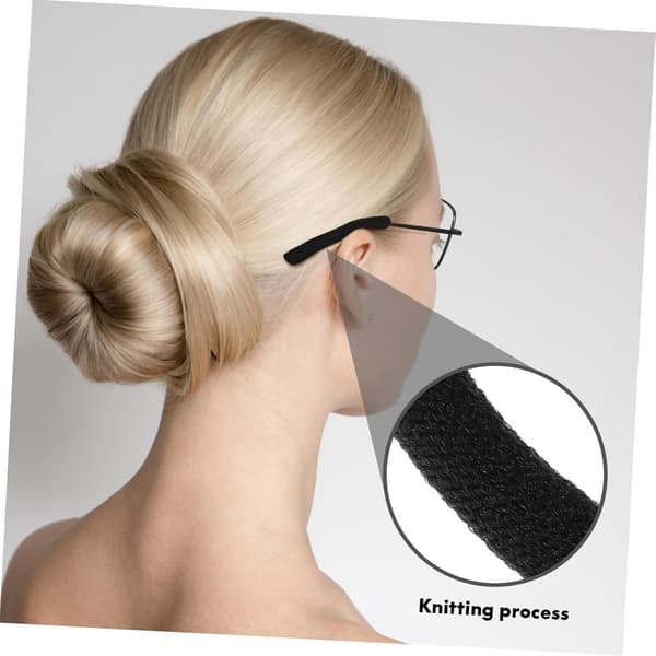 Knitted Glasses Frame End Tips Sleeves Cushions Black 2 Pairs Glasses Ear Grips Holders Soft Protective Covers