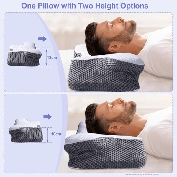 Ergonomisk Cervical Memory Foam Pude til Side-, Ryg- og Mavesovere (Style1:60*34*13/10cm)