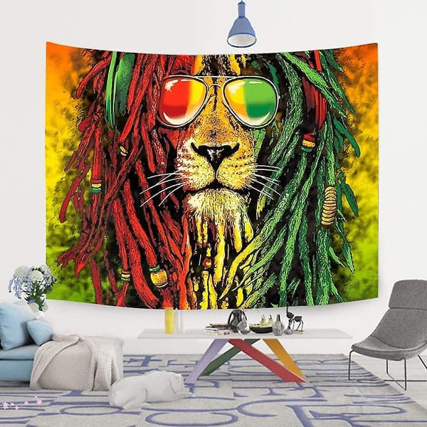 Rasta Tapestry Rastafari Lejonhuvud Bob Väggbonad Tapestry För Vardagsrum Sovrum Sovsal Dekor Psykedelisk